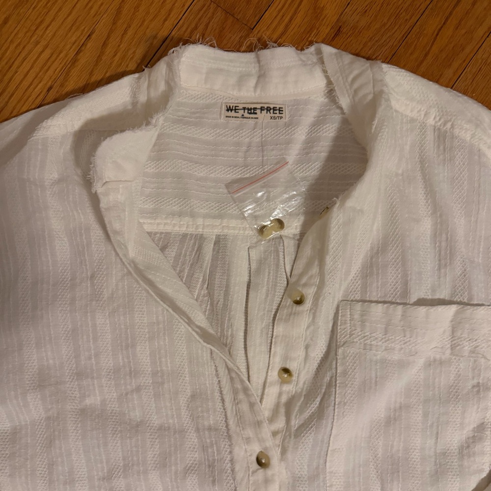 NEW FREE PEOPLE WE THE FREE SUMMER SORBET SHIRT CLEAN IVORY XS Button Up - Picture 5 of 7